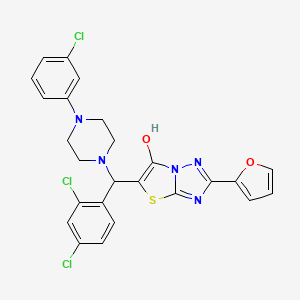 molecular formula C25H20Cl3N5O2S B6488064 5-{[4-(3-chlorophenyl)piperazin-1-yl](2,4-dichlorophenyl)methyl}-2-(furan-2-yl)-[1,2,4]triazolo[3,2-b][1,3]thiazol-6-ol CAS No. 887222-95-9