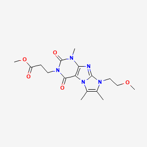 molecular formula C17H23N5O5 B6488093 methyl 3-[8-(2-methoxyethyl)-1,6,7-trimethyl-2,4-dioxo-1H,2H,3H,4H,8H-imidazo[1,2-g]purin-3-yl]propanoate CAS No. 886887-37-2