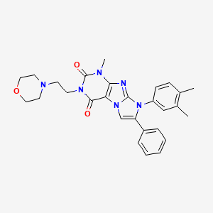 molecular formula C28H30N6O3 B6488097 8-(3,4-dimethylphenyl)-1-methyl-3-[2-(morpholin-4-yl)ethyl]-7-phenyl-1H,2H,3H,4H,8H-imidazo[1,2-g]purine-2,4-dione CAS No. 896294-07-8