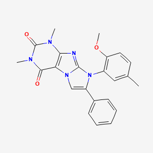 molecular formula C23H21N5O3 B6488098 8-(2-methoxy-5-methylphenyl)-1,3-dimethyl-7-phenyl-1H,2H,3H,4H,8H-imidazo[1,2-g]purine-2,4-dione CAS No. 896300-77-9