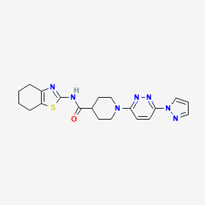 molecular formula C20H23N7OS B6488101 1-[6-(1H-pyrazol-1-yl)pyridazin-3-yl]-N-(4,5,6,7-tetrahydro-1,3-benzothiazol-2-yl)piperidine-4-carboxamide CAS No. 1286728-87-7