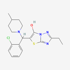 molecular formula C19H23ClN4OS B6488121 5-[(2-chlorophenyl)(4-methylpiperidin-1-yl)methyl]-2-ethyl-[1,2,4]triazolo[3,2-b][1,3]thiazol-6-ol CAS No. 887218-82-8