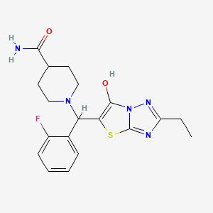 1-({2-ethyl-6-hydroxy-[1,2,4]triazolo[3,2-b][1,3]thiazol-5-yl}(2-fluorophenyl)methyl)piperidine-4-carboxamide