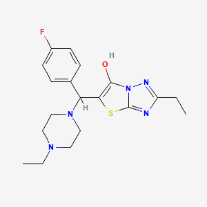 molecular formula C19H24FN5OS B6488168 2-ethyl-5-[(4-ethylpiperazin-1-yl)(4-fluorophenyl)methyl]-[1,2,4]triazolo[3,2-b][1,3]thiazol-6-ol CAS No. 887219-49-0