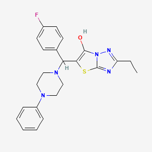 molecular formula C23H24FN5OS B6488176 2-ethyl-5-[(4-fluorophenyl)(4-phenylpiperazin-1-yl)methyl]-[1,2,4]triazolo[3,2-b][1,3]thiazol-6-ol CAS No. 887219-57-0