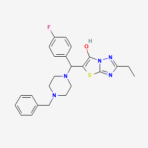molecular formula C24H26FN5OS B6488180 5-[(4-benzylpiperazin-1-yl)(4-fluorophenyl)methyl]-2-ethyl-[1,2,4]triazolo[3,2-b][1,3]thiazol-6-ol CAS No. 887219-81-0
