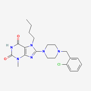 molecular formula C21H27ClN6O2 B6488200 7-butyl-8-{4-[(2-chlorophenyl)methyl]piperazin-1-yl}-3-methyl-2,3,6,7-tetrahydro-1H-purine-2,6-dione CAS No. 898437-25-7