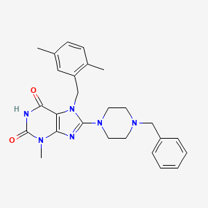 8-(4-benzylpiperazin-1-yl)-7-[(2,5-dimethylphenyl)methyl]-3-methyl-2,3,6,7-tetrahydro-1H-purine-2,6-dione