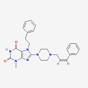 3-methyl-7-(2-phenylethyl)-8-{4-[(2Z)-3-phenylprop-2-en-1-yl]piperazin-1-yl}-2,3,6,7-tetrahydro-1H-purine-2,6-dione