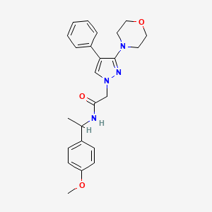 molecular formula C24H28N4O3 B6488358 N-[1-(4-methoxyphenyl)ethyl]-2-[3-(morpholin-4-yl)-4-phenyl-1H-pyrazol-1-yl]acetamide CAS No. 1286721-82-1
