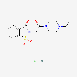 molecular formula C15H20ClN3O4S B6488392 2-[2-(4-ethylpiperazin-1-yl)-2-oxoethyl]-2,3-dihydro-1lambda6,2-benzothiazole-1,1,3-trione hydrochloride CAS No. 1177149-41-5