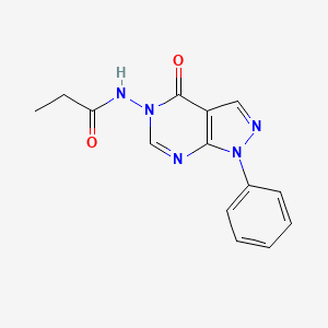 molecular formula C14H13N5O2 B6488420 N-{4-oxo-1-phenyl-1H,4H,5H-pyrazolo[3,4-d]pyrimidin-5-yl}propanamide CAS No. 899752-15-9