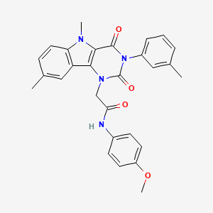 molecular formula C28H26N4O4 B6488533 2-[5,8-dimethyl-3-(3-methylphenyl)-2,4-dioxo-1H,2H,3H,4H,5H-pyrimido[5,4-b]indol-1-yl]-N-(4-methoxyphenyl)acetamide CAS No. 887221-11-6