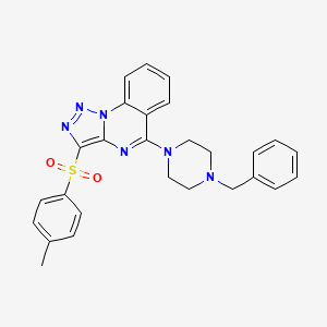 molecular formula C27H26N6O2S B6488538 1-benzyl-4-[3-(4-methylbenzenesulfonyl)-[1,2,3]triazolo[1,5-a]quinazolin-5-yl]piperazine CAS No. 887221-40-1