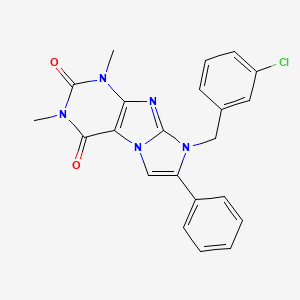 molecular formula C22H18ClN5O2 B6488552 8-[(3-chlorophenyl)methyl]-1,3-dimethyl-7-phenyl-1H,2H,3H,4H,8H-imidazo[1,2-g]purine-2,4-dione CAS No. 922483-61-2