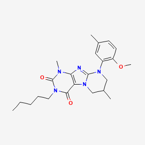 9-(2-methoxy-5-methylphenyl)-1,7-dimethyl-3-pentyl-1H,2H,3H,4H,6H,7H,8H,9H-pyrimido[1,2-g]purine-2,4-dione