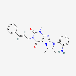 molecular formula C25H24N6O2 B6488638 8-(2-aminophenyl)-1,6,7-trimethyl-3-[(2E)-3-phenylprop-2-en-1-yl]-1H,2H,3H,4H,8H-imidazo[1,2-g]purine-2,4-dione CAS No. 919012-01-4