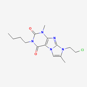 molecular formula C15H20ClN5O2 B6488651 3-butyl-8-(2-chloroethyl)-1,7-dimethyl-1H,2H,3H,4H,8H-imidazo[1,2-g]purine-2,4-dione CAS No. 923368-08-5