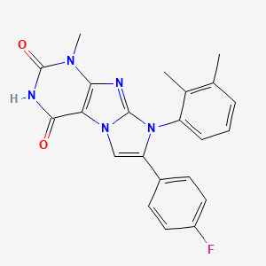 molecular formula C22H18FN5O2 B6488662 8-(2,3-dimethylphenyl)-7-(4-fluorophenyl)-1-methyl-1H,2H,3H,4H,8H-imidazo[1,2-g]purine-2,4-dione CAS No. 923461-99-8