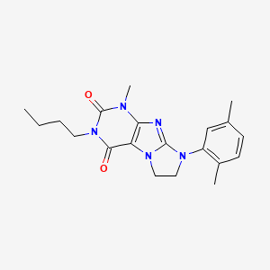 molecular formula C20H25N5O2 B6488670 3-butyl-8-(2,5-dimethylphenyl)-1-methyl-1H,2H,3H,4H,6H,7H,8H-imidazo[1,2-g]purine-2,4-dione CAS No. 923369-66-8