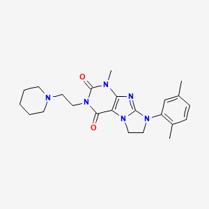 molecular formula C23H30N6O2 B6488675 8-(2,5-dimethylphenyl)-1-methyl-3-[2-(piperidin-1-yl)ethyl]-1H,2H,3H,4H,6H,7H,8H-imidazo[1,2-g]purine-2,4-dione CAS No. 923463-21-2