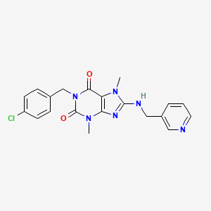 molecular formula C20H19ClN6O2 B6488737 1-[(4-chlorophenyl)methyl]-3,7-dimethyl-8-{[(pyridin-3-yl)methyl]amino}-2,3,6,7-tetrahydro-1H-purine-2,6-dione CAS No. 919020-88-5