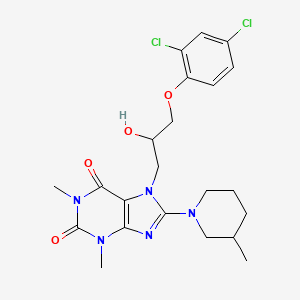 molecular formula C22H27Cl2N5O4 B6488738 7-[3-(2,4-dichlorophenoxy)-2-hydroxypropyl]-1,3-dimethyl-8-(3-methylpiperidin-1-yl)-2,3,6,7-tetrahydro-1H-purine-2,6-dione CAS No. 923157-52-2
