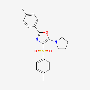 molecular formula C21H22N2O3S B6488746 4-(4-methylbenzenesulfonyl)-2-(4-methylphenyl)-5-(pyrrolidin-1-yl)-1,3-oxazole CAS No. 862737-51-7