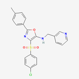 molecular formula C22H18ClN3O3S B6488751 4-(4-chlorobenzenesulfonyl)-2-(4-methylphenyl)-N-[(pyridin-3-yl)methyl]-1,3-oxazol-5-amine CAS No. 862758-67-6