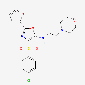 molecular formula C19H20ClN3O5S B6488760 4-(4-chlorobenzenesulfonyl)-2-(furan-2-yl)-N-[2-(morpholin-4-yl)ethyl]-1,3-oxazol-5-amine CAS No. 862794-41-0