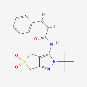 (2Z)-N-{2-tert-butyl-5,5-dioxo-2H,4H,6H-5lambda6-thieno[3,4-c]pyrazol-3-yl}-3-phenylprop-2-enamide