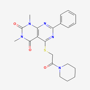 molecular formula C21H23N5O3S B6488778 1,3-dimethyl-5-{[2-oxo-2-(piperidin-1-yl)ethyl]sulfanyl}-7-phenyl-1H,2H,3H,4H-[1,3]diazino[4,5-d]pyrimidine-2,4-dione CAS No. 887214-89-3