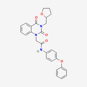 molecular formula C27H25N3O5 B6488812 2-{2,4-dioxo-3-[(oxolan-2-yl)methyl]-1,2,3,4-tetrahydroquinazolin-1-yl}-N-(4-phenoxyphenyl)acetamide CAS No. 866013-71-0