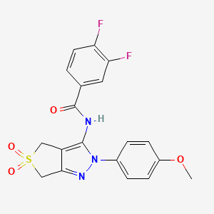 molecular formula C19H15F2N3O4S B6488819 3,4-difluoro-N-[2-(4-methoxyphenyl)-5,5-dioxo-2H,4H,6H-5lambda6-thieno[3,4-c]pyrazol-3-yl]benzamide CAS No. 893937-64-9