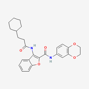 molecular formula C26H28N2O5 B6488825 3-(3-cyclohexylpropanamido)-N-(2,3-dihydro-1,4-benzodioxin-6-yl)-1-benzofuran-2-carboxamide CAS No. 888465-59-6