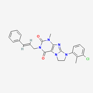 molecular formula C24H22ClN5O2 B6488829 8-(3-chloro-2-methylphenyl)-1-methyl-3-[(2E)-3-phenylprop-2-en-1-yl]-1H,2H,3H,4H,6H,7H,8H-imidazo[1,2-g]purine-2,4-dione CAS No. 893967-28-7