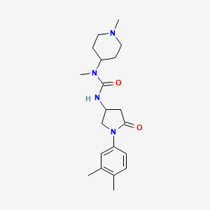 molecular formula C20H30N4O2 B6488876 3-[1-(3,4-dimethylphenyl)-5-oxopyrrolidin-3-yl]-1-methyl-1-(1-methylpiperidin-4-yl)urea CAS No. 894026-59-6