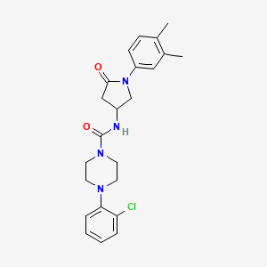 molecular formula C23H27ClN4O2 B6488878 4-(2-chlorophenyl)-N-[1-(3,4-dimethylphenyl)-5-oxopyrrolidin-3-yl]piperazine-1-carboxamide CAS No. 894028-04-7