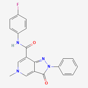 molecular formula C20H15FN4O2 B6488910 N-(4-fluorophenyl)-5-methyl-3-oxo-2-phenyl-2H,3H,5H-pyrazolo[4,3-c]pyridine-7-carboxamide CAS No. 921507-54-2