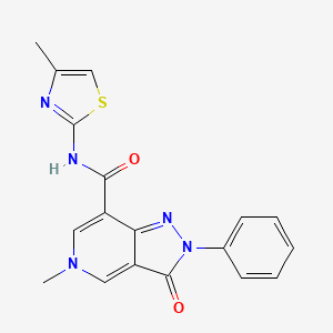 molecular formula C18H15N5O2S B6488915 5-methyl-N-(4-methyl-1,3-thiazol-2-yl)-3-oxo-2-phenyl-2H,3H,5H-pyrazolo[4,3-c]pyridine-7-carboxamide CAS No. 921513-46-4