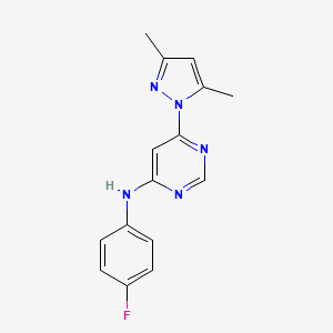 molecular formula C15H14FN5 B6488918 6-(3,5-dimethyl-1H-pyrazol-1-yl)-N-(4-fluorophenyl)pyrimidin-4-amine CAS No. 1185022-97-2
