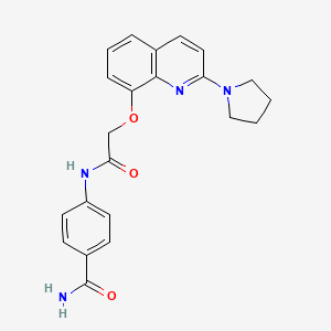 molecular formula C22H22N4O3 B6488921 4-(2-{[2-(pyrrolidin-1-yl)quinolin-8-yl]oxy}acetamido)benzamide CAS No. 921853-43-2