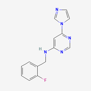 molecular formula C14H12FN5 B6488927 N-[(2-fluorophenyl)methyl]-6-(1H-imidazol-1-yl)pyrimidin-4-amine CAS No. 1340867-50-6