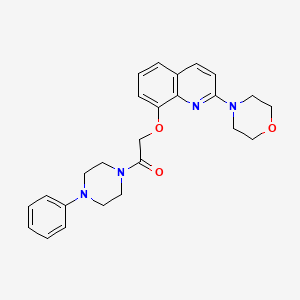 molecular formula C25H28N4O3 B6488938 2-{[2-(morpholin-4-yl)quinolin-8-yl]oxy}-1-(4-phenylpiperazin-1-yl)ethan-1-one CAS No. 941989-20-4