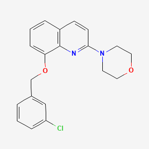 molecular formula C20H19ClN2O2 B6488960 8-[(3-chlorophenyl)methoxy]-2-(morpholin-4-yl)quinoline CAS No. 941954-61-6