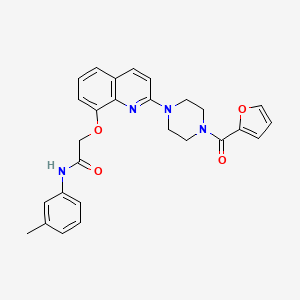 molecular formula C27H26N4O4 B6488966 2-({2-[4-(furan-2-carbonyl)piperazin-1-yl]quinolin-8-yl}oxy)-N-(3-methylphenyl)acetamide CAS No. 941910-04-9