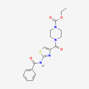 molecular formula C18H20N4O4S B6488985 ethyl 4-(2-benzamido-1,3-thiazole-4-carbonyl)piperazine-1-carboxylate CAS No. 941929-13-1