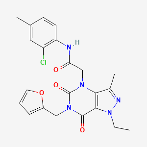 molecular formula C22H22ClN5O4 B6489009 N-(2-chloro-4-methylphenyl)-2-{1-ethyl-6-[(furan-2-yl)methyl]-3-methyl-5,7-dioxo-1H,4H,5H,6H,7H-pyrazolo[4,3-d]pyrimidin-4-yl}acetamide CAS No. 1215744-46-9