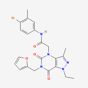 molecular formula C22H22BrN5O4 B6489014 N-(4-bromo-3-methylphenyl)-2-{1-ethyl-6-[(furan-2-yl)methyl]-3-methyl-5,7-dioxo-1H,4H,5H,6H,7H-pyrazolo[4,3-d]pyrimidin-4-yl}acetamide CAS No. 1189967-93-8