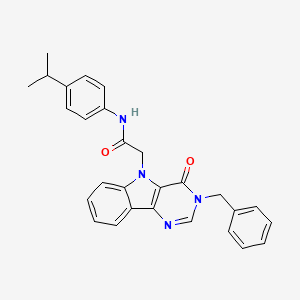 molecular formula C28H26N4O2 B6489054 2-{3-benzyl-4-oxo-3H,4H,5H-pyrimido[5,4-b]indol-5-yl}-N-[4-(propan-2-yl)phenyl]acetamide CAS No. 1185103-52-9